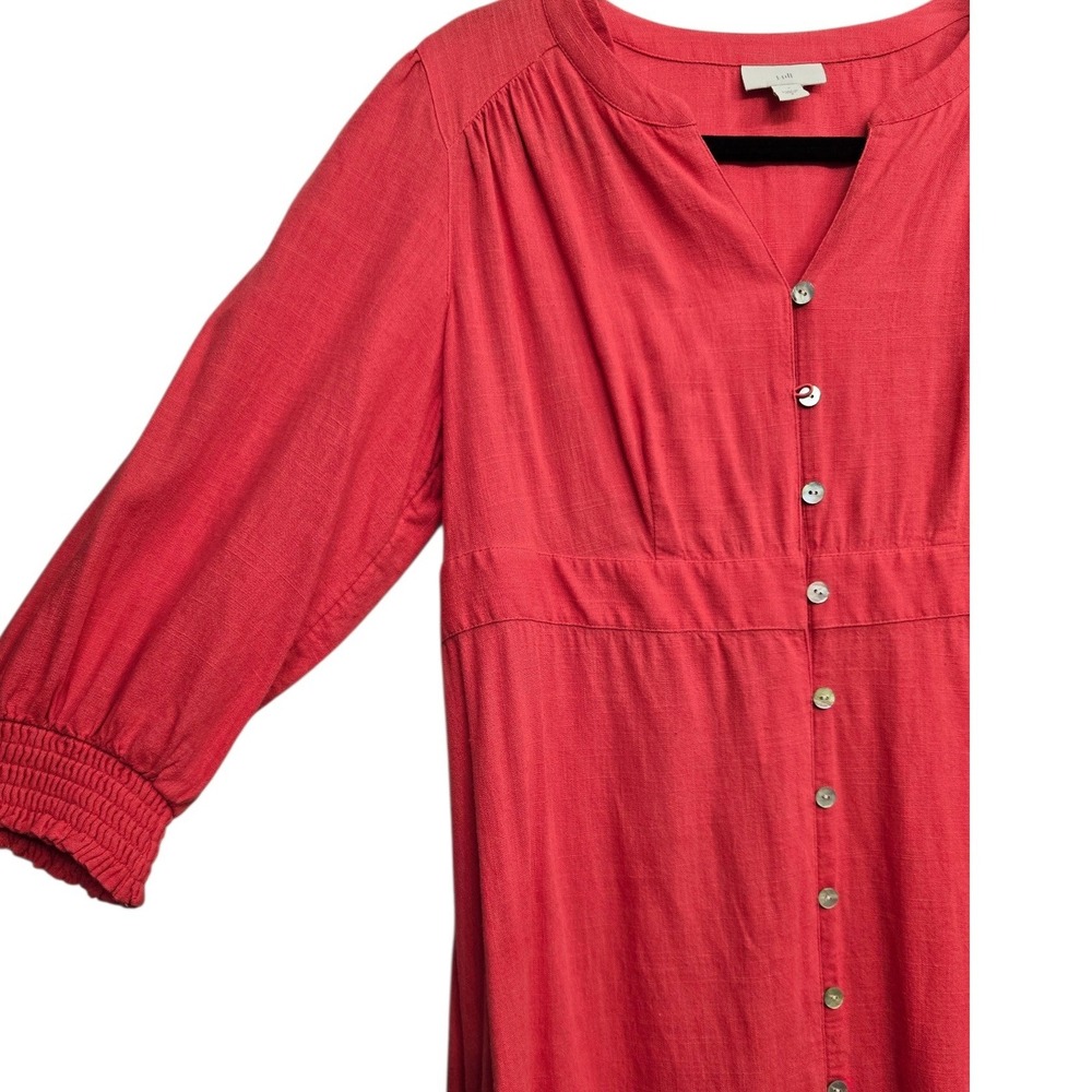 J.Jill Coral Midi Dress Small Casual Lagenlook Minimalist Coastal Grandma Boho - Picture 6 of 8